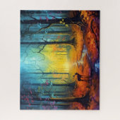 虹の秋の森の中の鹿 ジグソーパズル (縦)