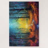 虹の秋の森の中の鹿 ジグソーパズル (縦)