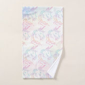 虹の種族のユニコーンパターン バスタオルセット (ハンドタオル)