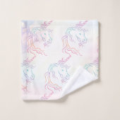 虹の種族のユニコーンパターン バスタオルセット (ウォッシュタオル)