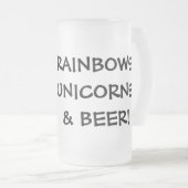 虹の端に金ゴールドのパイント(ユニコーンと) フロストグラスビールジョッキ (正面右)