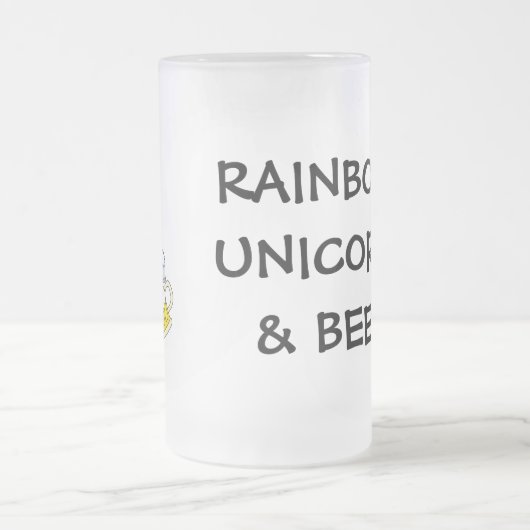 虹の端に金ゴールドのパイント(ユニコーンと) フロストグラスビールジョッキ (中央)