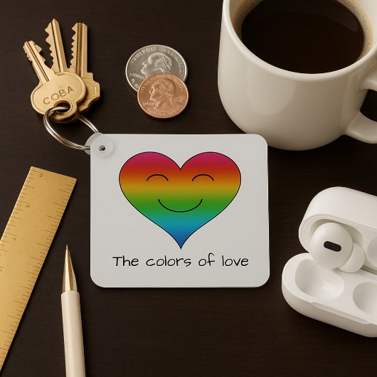 虹の笑顔のハート両面 キーホルダー