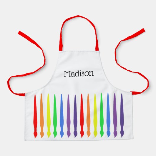 虹の筆と子供のaに名前 エプロン (正面)