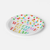 虹の紙吹雪がチームにようこそ ペーパープレート (アングル)