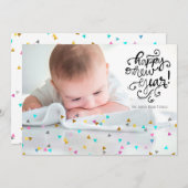 虹の紙吹雪が新年の写真カード シーズンカード (正面/裏面)