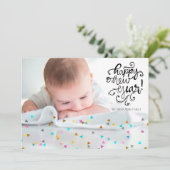 虹の紙吹雪が新年の写真カード シーズンカード (スタンド正面)