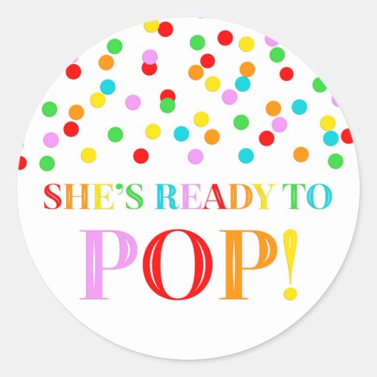 虹の紙吹雪彼女は準備ができていポップ・アートのる ラウンドシール (正面)