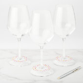 虹の紙吹雪鮮やかなピンクの金ゴールド黄色のドット ワイングラスタグ (セット)