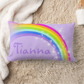 虹の紫色の女の子はあなたの一流の製材枕を加えます ランバークッション (ブランケット)