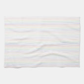 虹の細いストライプの白 キッチンタオル (横)