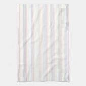 虹の細いストライプの白 キッチンタオル (縦)