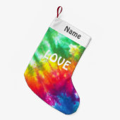 虹の絞り染めによってカスタマイズ愛 スモールクリスマスストッキング (正面 (吊り時))