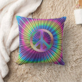 虹の絞り染めのピースサインの装飾用クッション クッション (ブランケット)