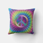 虹の絞り染めのピースサインの装飾用クッション クッション (裏面)
