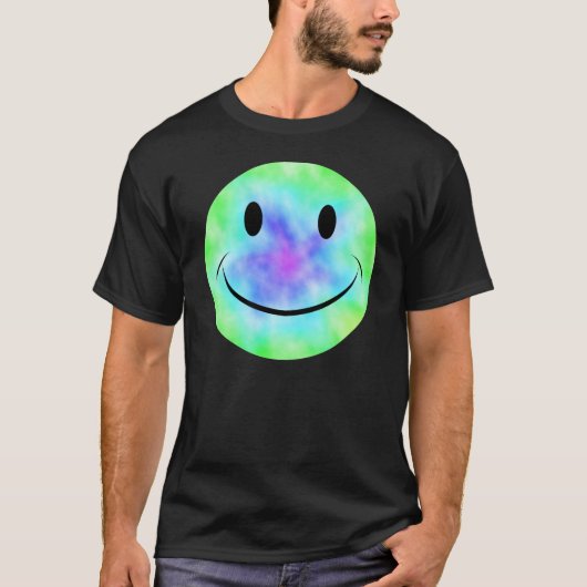 虹の絞り染めの顔のTシャツ Tシャツ (正面)
