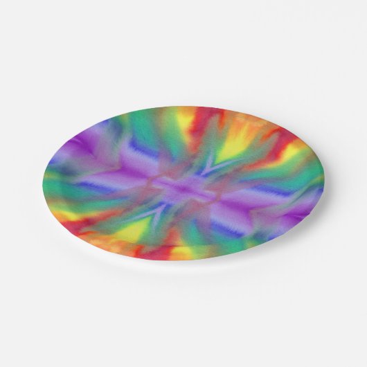 虹の絞り染めは紙皿を破烈させました ペーパープレート (アングル)