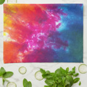 虹の絞り染め キッチンタオル (折り畳み)