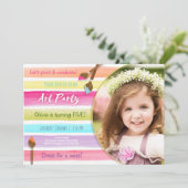 虹の絵のパーティー誕生日招待状 招待状 (スタンド正面)