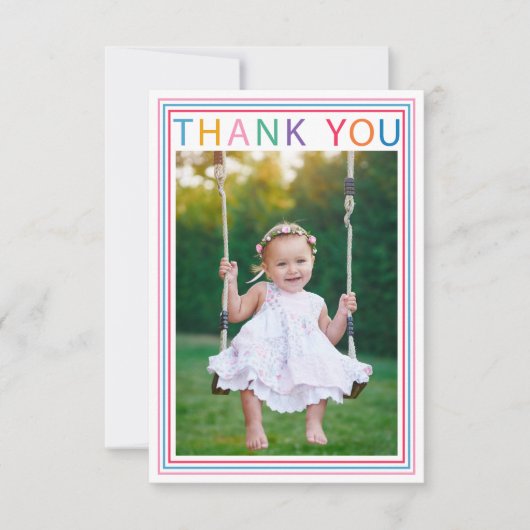虹の縁取り写真サンクスカード（子供用） サンキューカード (正面)
