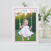 虹の縁取り写真サンクスカード（子供用） サンキューカード (スタンド正面)
