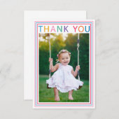 虹の縁取り写真サンクスカード（子供用） サンキューカード (正面/裏面)