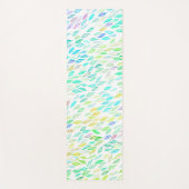 虹の羽葉付けの水彩パターン ヨガマット (正面)