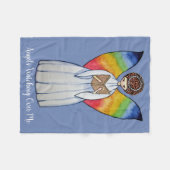 虹の翼の水彩天使読の本 フリースブランケット (正面(横))