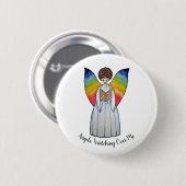 虹の翼の水彩天使読の本 缶バッジ (正面&裏面)