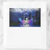 虹の翼を持つユニコーン 長方形シール (バッグ)