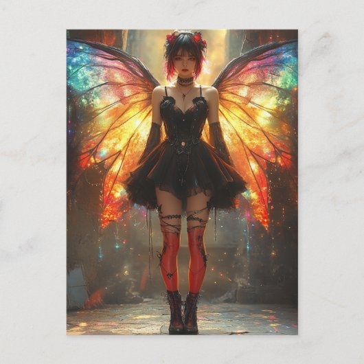 虹の翼を持つ妖精 ポストカード (正面)