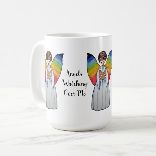 『虹の翼を持つ水彩読天使』 コーヒーマグカップ (正面左)