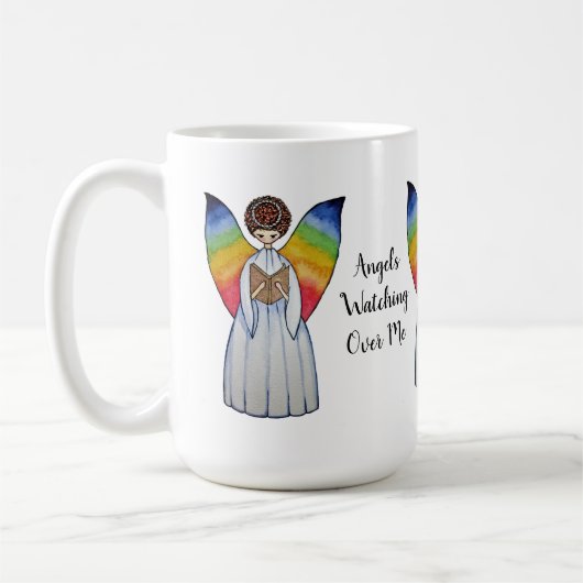 『虹の翼を持つ水彩読天使』 コーヒーマグカップ (左)