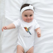 虹の翼：ハミングバ鮮やかードアート，カスタム ベビーボディスーツ