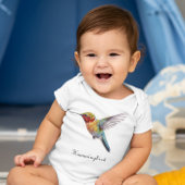 虹の翼：ハミングバ鮮やかードアート，カスタム ベビーボディスーツ