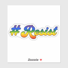 虹の背景でハッシュタグに抵抗 シール