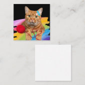 虹の背景に被害を受けた猫 スクエア名刺 (正面/裏面)