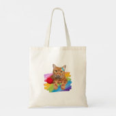 虹の背景に被害を受けた猫 トートバッグ (裏面)