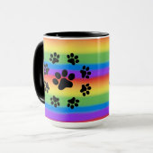 虹の背景の上の子犬の足MUG マグカップ (正面左)