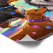 虹の背景の子犬たち ポスター (角)