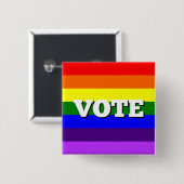 虹の背景の投票ボタン 缶バッジ (正面&裏面)