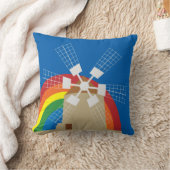 虹の背景の風車 クッション (ブランケット)