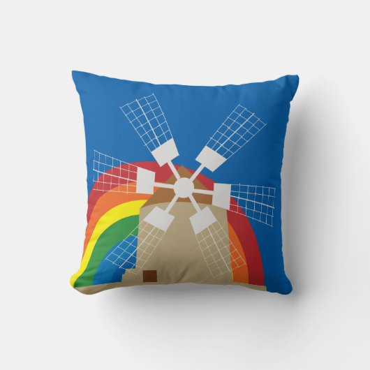 虹の背景の風車 クッション (正面)