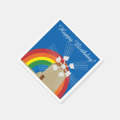 虹の背景の風車 スタンダードカクテルナプキン (角)