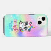 虹の背景の魔法のユニコーン パンダ iPhoneケース (裏面横)
