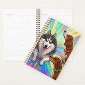 虹の背景を持つ犬の子犬 プランナー手帳 (ディスプレー)
