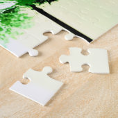 虹の背景を持つ黒い木のシルエット ジグソーパズル (側面)