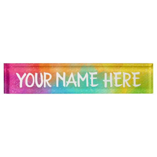 虹の背景 – 自分カスタマイズのデスク名 デスクネームプレート (正面)
