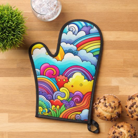 虹の背景 鍋つかみ (トップダウン)