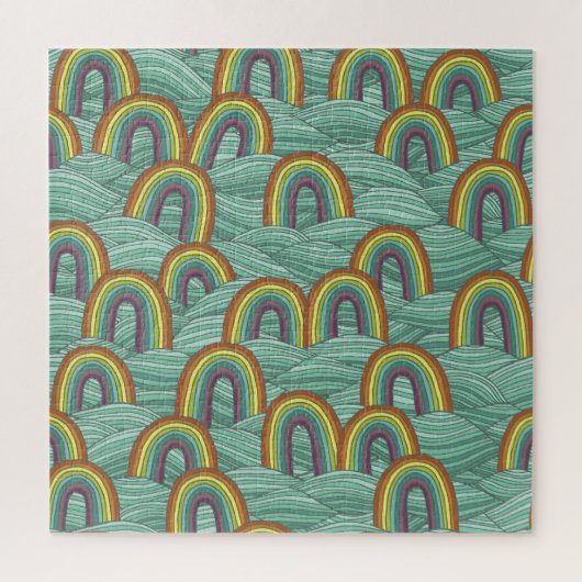 虹の自然：手書きヴィンテージ合成 ジグソーパズル (縦)